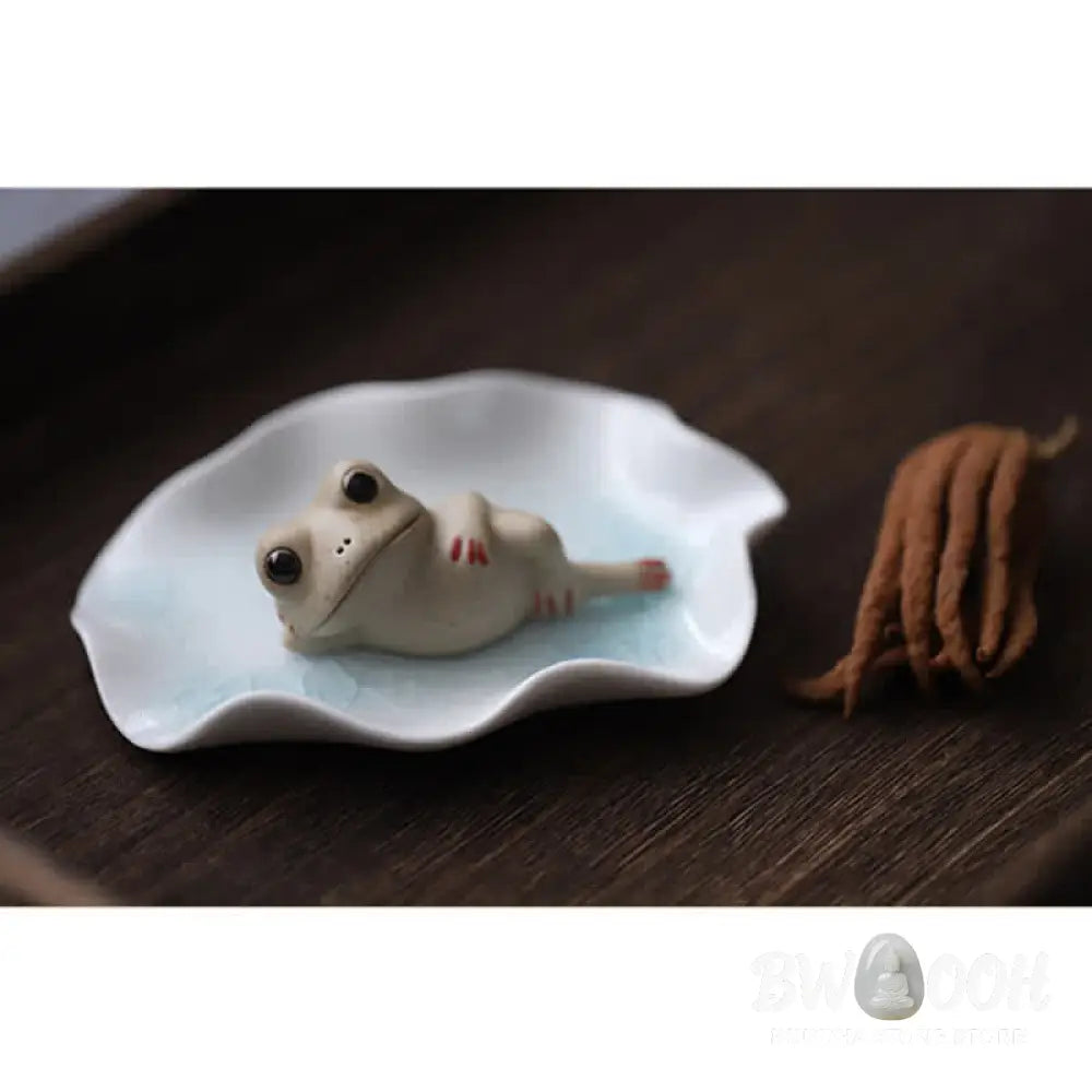 Buddha Stones Meditating Ceramic Small Frog Statue Decoration - Decorations