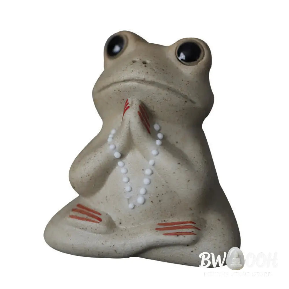Buddha Stones Meditating Ceramic Small Frog Statue Decoration - Decorations