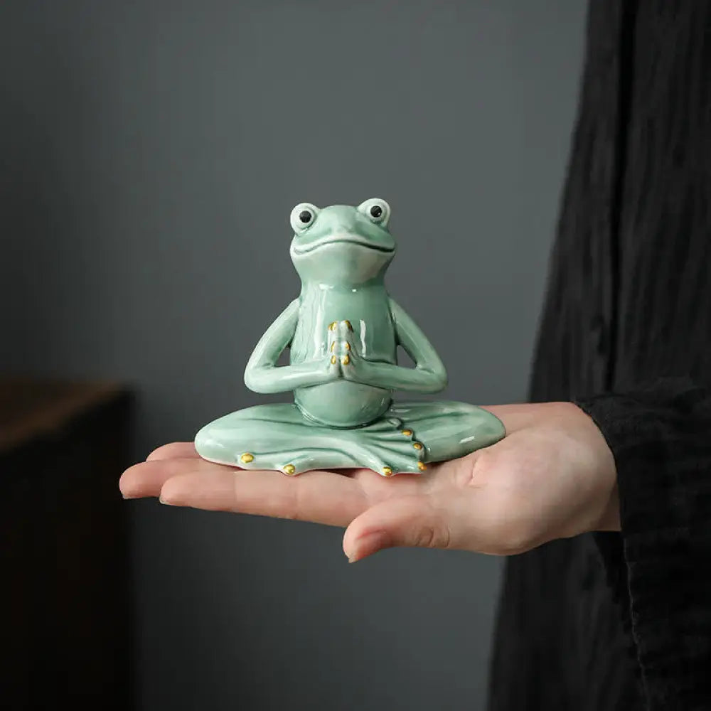 Buddha Stones Meditating Ceramic Zen Frog Statue Decoration - Decorations