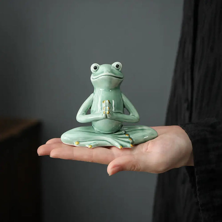 Buddha Stones Meditating Ceramic Zen Frog Statue Decoration - Decorations