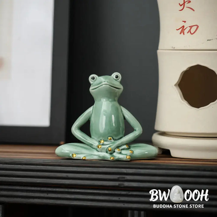 Buddha Stones Meditating Ceramic Zen Frog Statue Decoration - Decorations