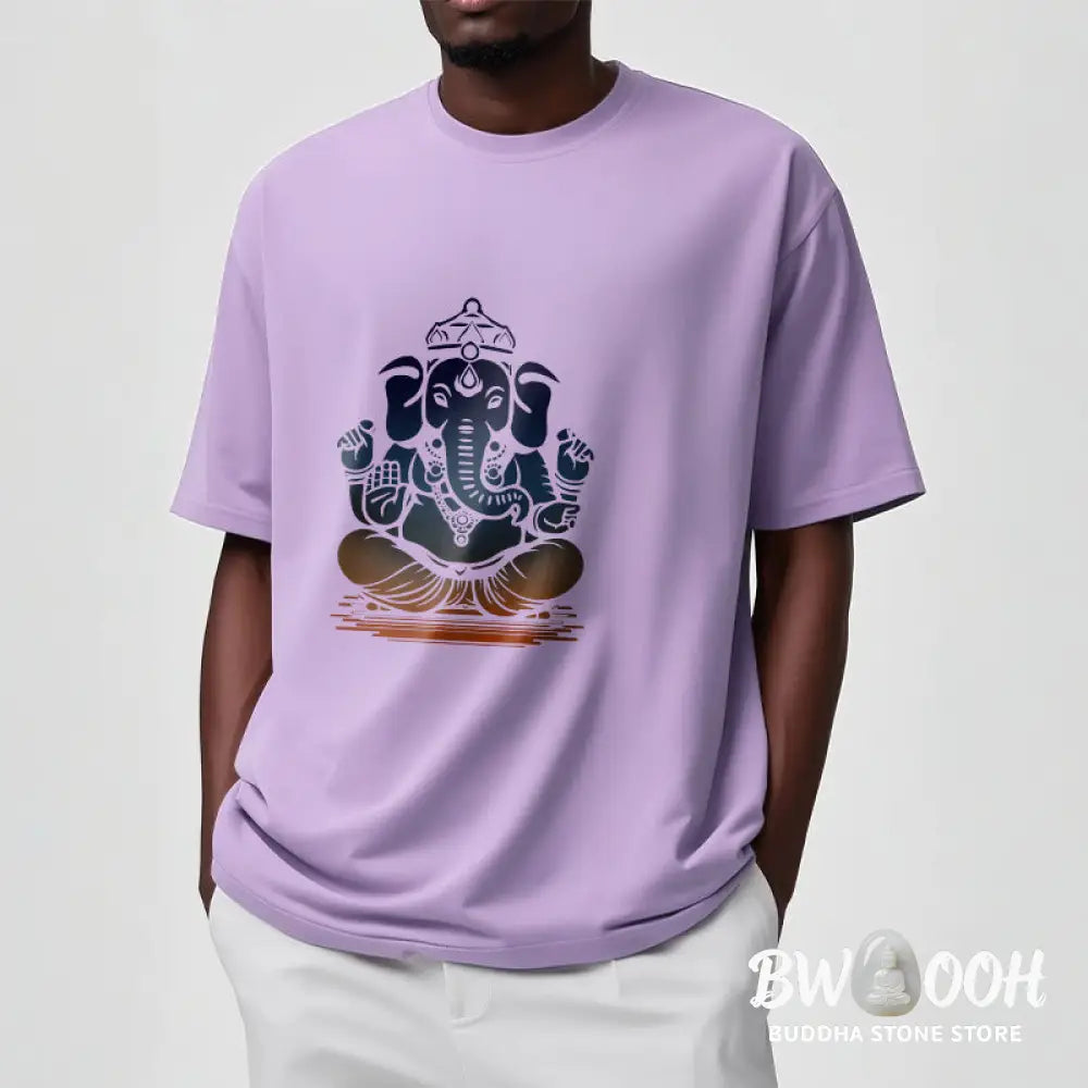 Buddha Stones Meditating Ganesh Elephant Pattern Tee T-shirt - T-Shirts