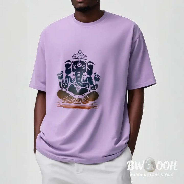 Buddha Stones Meditating Ganesh Elephant Pattern Tee T-shirt - T-Shirts