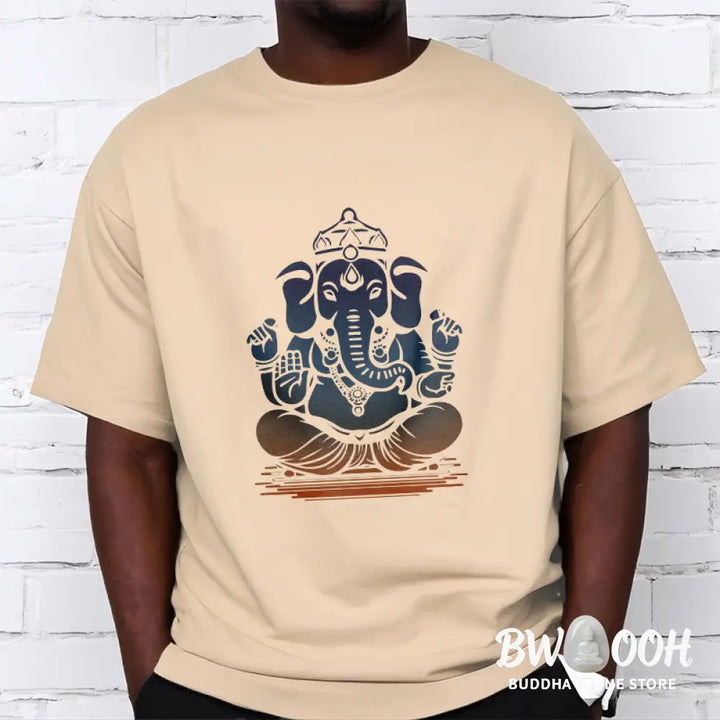 Buddha Stones Meditating Ganesh Elephant Pattern Tee T-shirt - T-Shirts