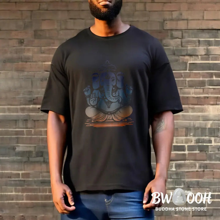 Buddha Stones Meditating Ganesh Elephant Pattern Tee T-shirt - T-Shirts