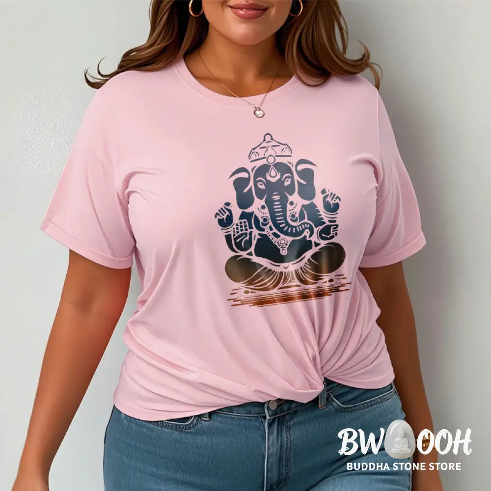 Buddha Stones Meditating Ganesh Elephant Pattern Tee T-shirt - T-Shirts