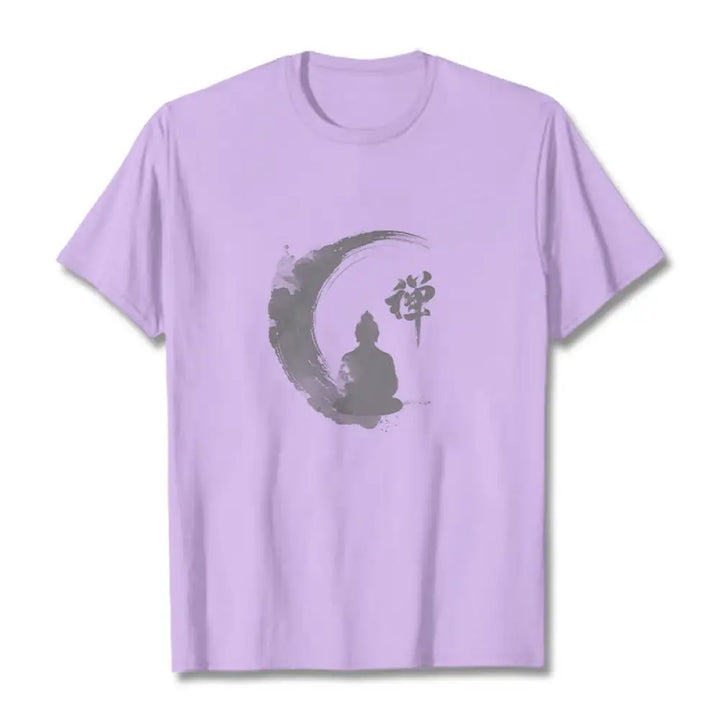 Buddha Stones Meditating Buddha Pattern Cotton Tee T-shirt - Plum / S - T-Shirts