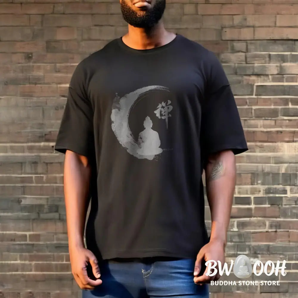 Buddha Stones Meditating Buddha Pattern Cotton Tee T-shirt - T-Shirts