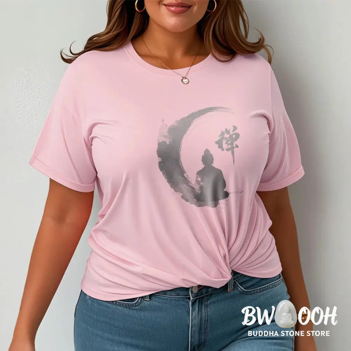 Buddha Stones Meditating Buddha Pattern Cotton Tee T-shirt - T-Shirts