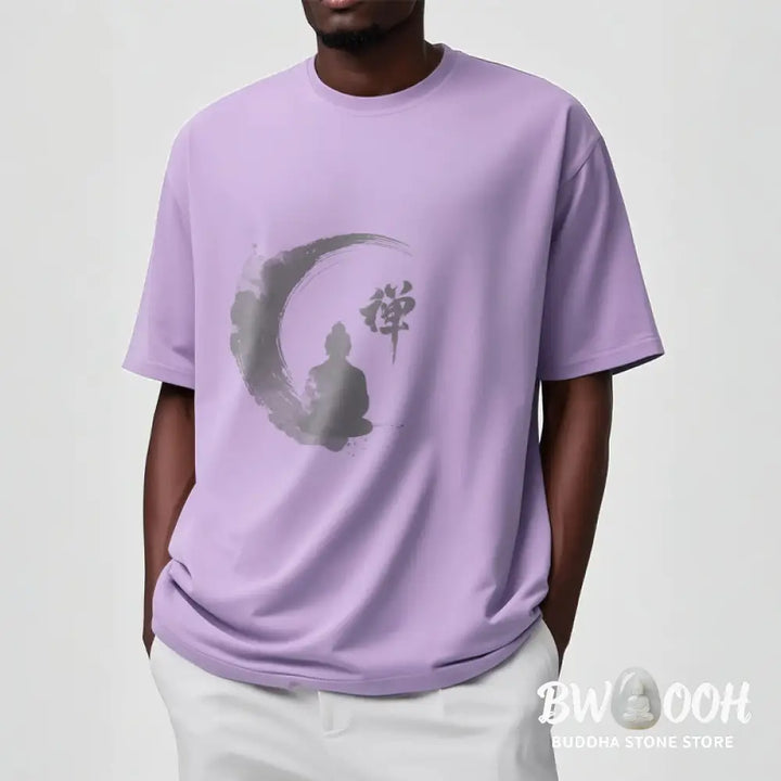 Buddha Stones Meditating Buddha Pattern Cotton Tee T-shirt - T-Shirts