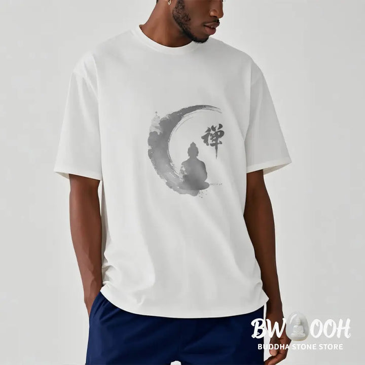 Buddha Stones Meditating Buddha Pattern Cotton Tee T-shirt - T-Shirts