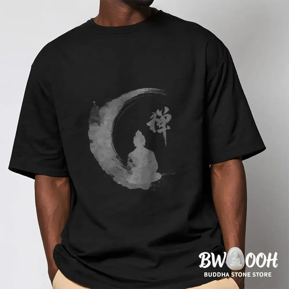 Buddha Stones Meditating Buddha Pattern Cotton Tee T-shirt - T-Shirts