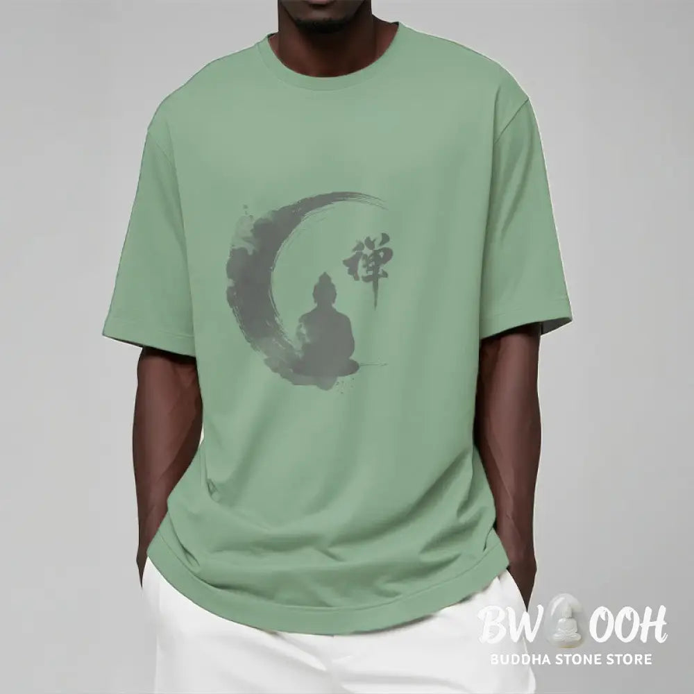 Buddha Stones Meditating Buddha Pattern Cotton Tee T-shirt - T-Shirts