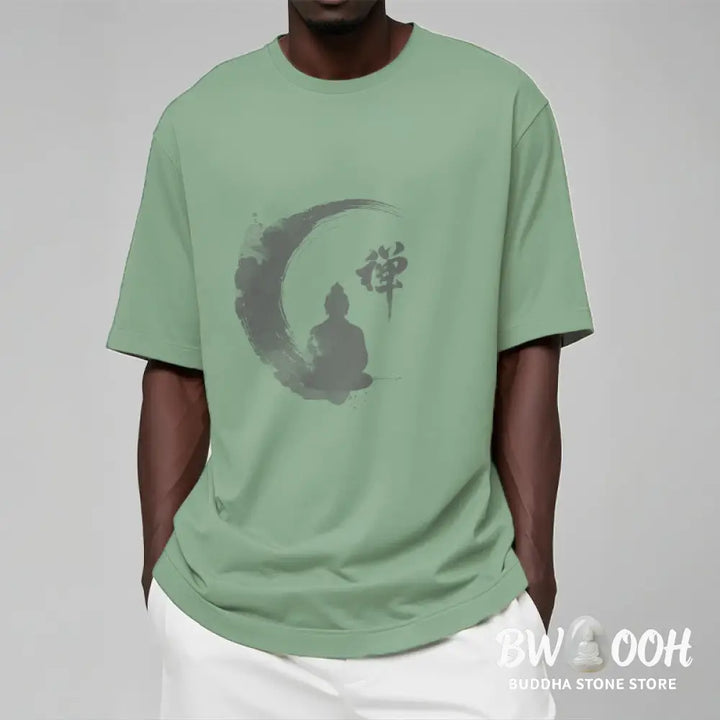 Buddha Stones Meditating Buddha Pattern Cotton Tee T-shirt - T-Shirts