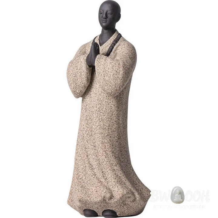 BWOOOH handcrafted Buddha statue - Meditating Praying Monk Figure Cera