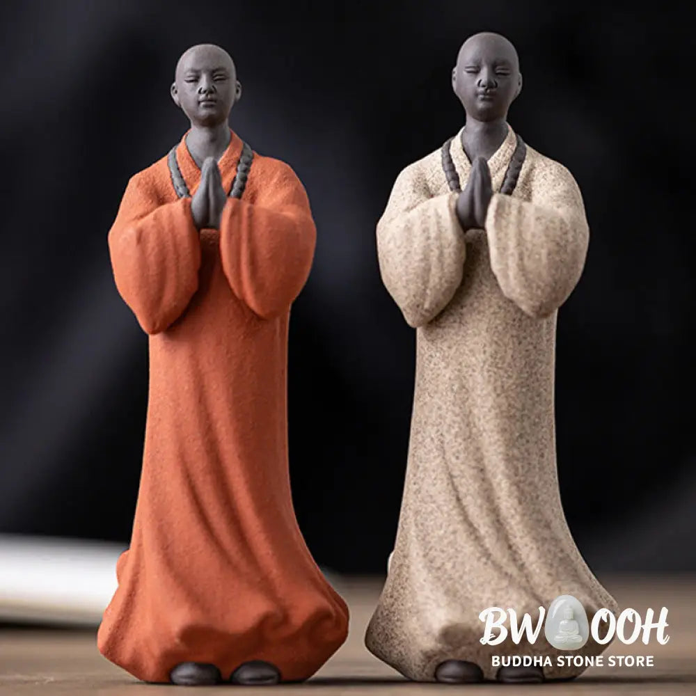 BWOOOH handcrafted Buddha statue - Meditating Praying Monk Figure Cera