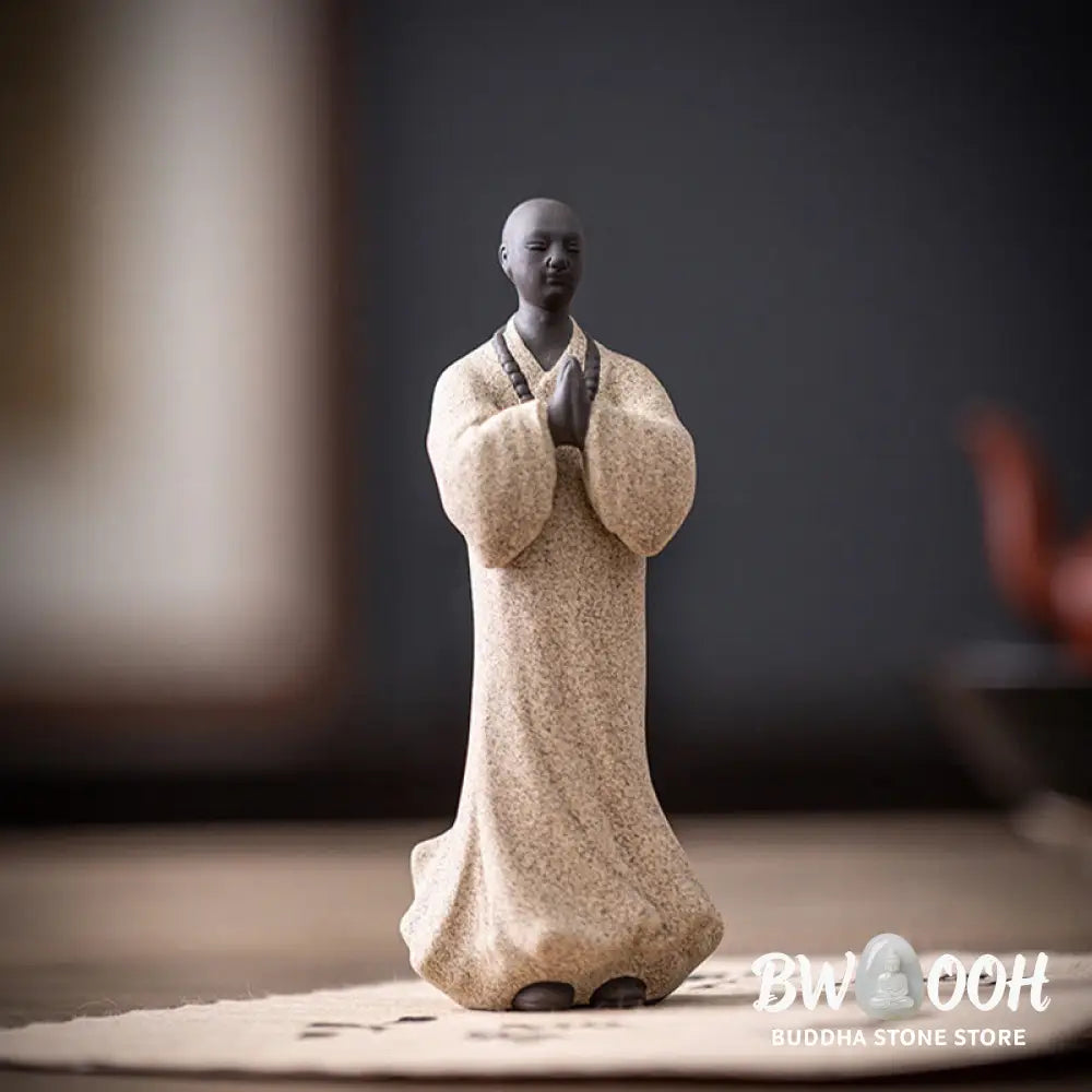 BWOOOH handcrafted Buddha statue - Meditating Praying Monk Figure Cera