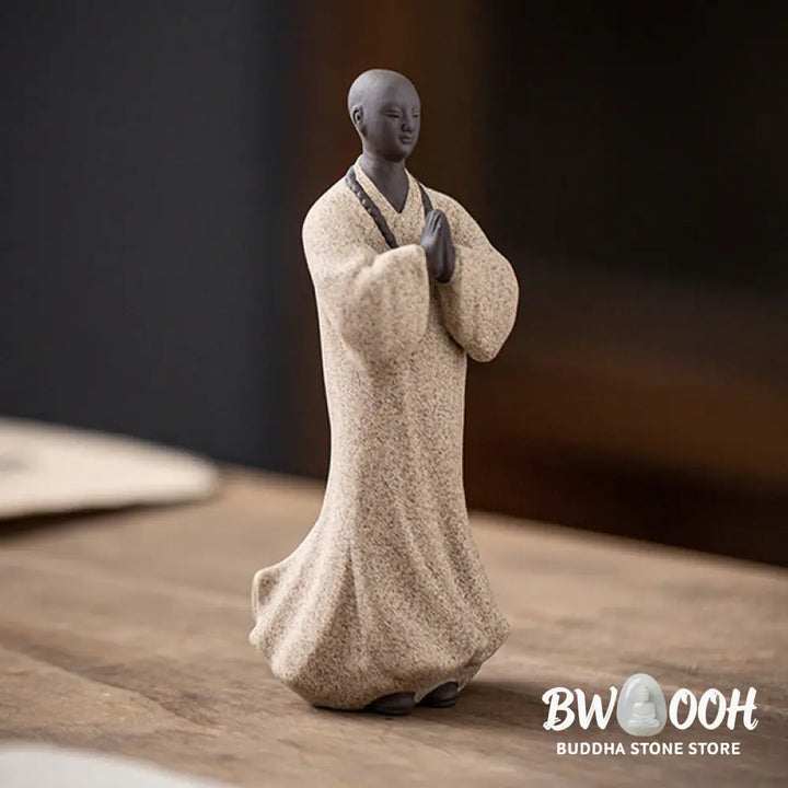 BWOOOH handcrafted Buddha statue - Meditating Praying Monk Figure Cera