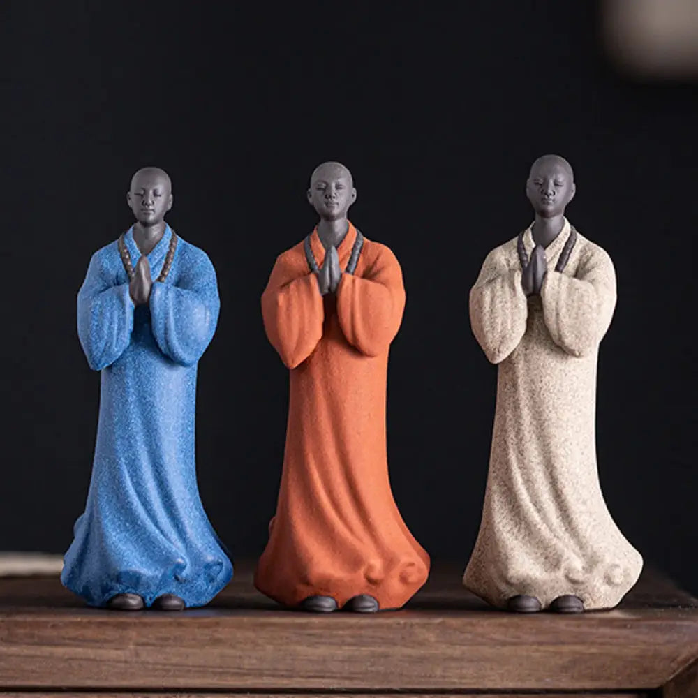 BWOOOH handcrafted Buddha statue - Meditating Praying Monk Figure Cera
