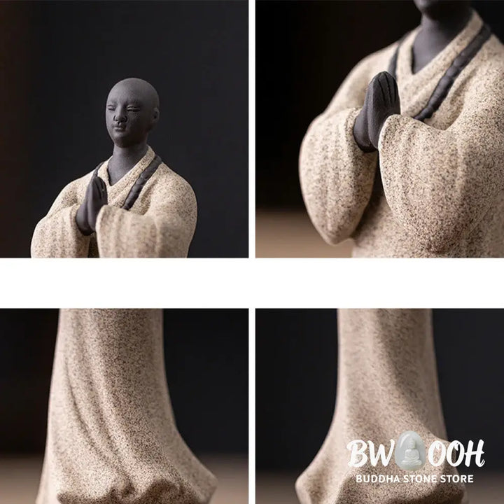 BWOOOH handcrafted Buddha statue - Meditating Praying Monk Figure Cera