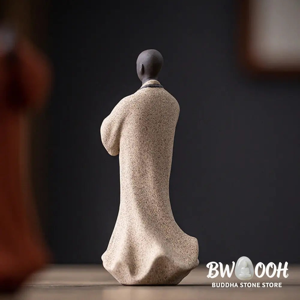 BWOOOH handcrafted Buddha statue - Meditating Praying Monk Figure Cera