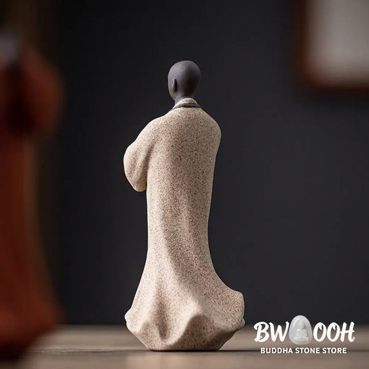 BWOOOH handcrafted Buddha statue - Meditating Praying Monk Figure Cera