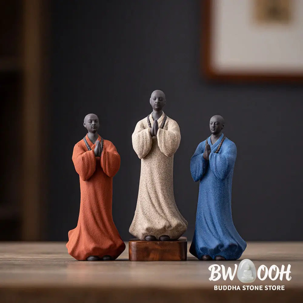 BWOOOH handcrafted Buddha statue - Meditating Praying Monk Figure Cera