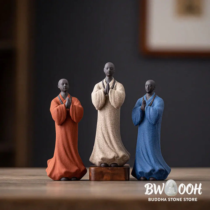 BWOOOH handcrafted Buddha statue - Meditating Praying Monk Figure Cera