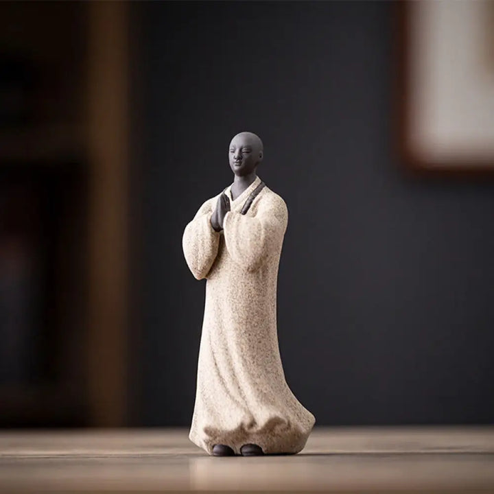 BWOOOH handcrafted Buddha statue - Meditating Praying Monk Figure Cera