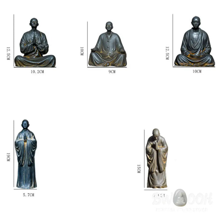 BWOOOH resin Buddha statue - Meditating Praying Monk Iron Powder