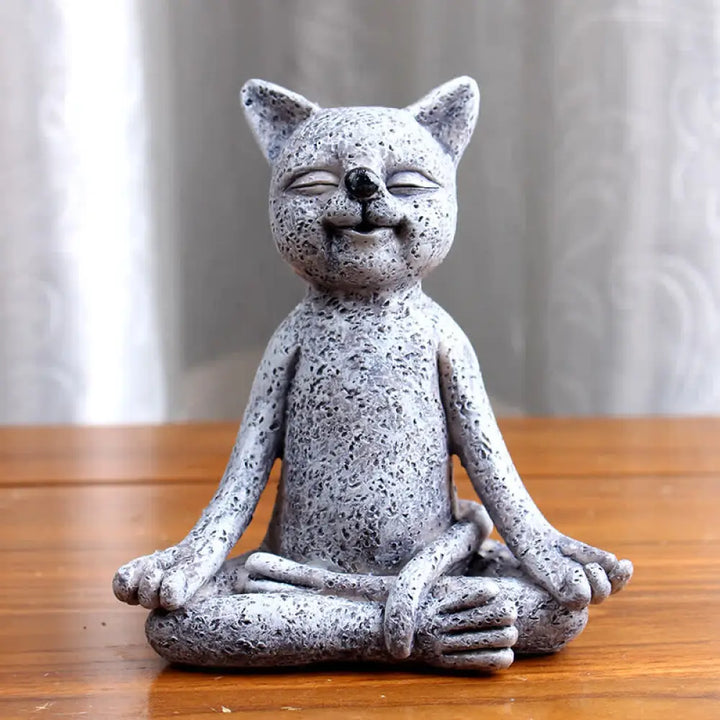 Buddha Stones Meditating Zen Dog Cat Frog Decoration - Meditation Cat 9CMX5.8CMX10.3CM(197g) - Decorations