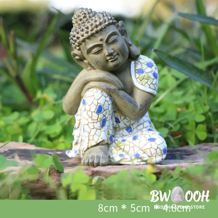 BWOOOH Meditating Zen Buddha Serenity Resin Statue Figurine Home Decoration - Small Sleeping Buddha 8*5*4.8cm
