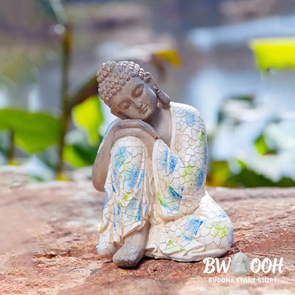 BWOOOH Meditating Zen Buddha Serenity Resin Statue Figurine Home Decoration - Small Sleeping Buddha 8*5*4.8cm