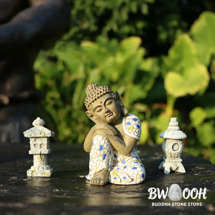 BWOOOH Meditating Zen Buddha Serenity Resin Statue Figurine Home Decoration - Small Sleeping Buddha 8*5*4.8cm