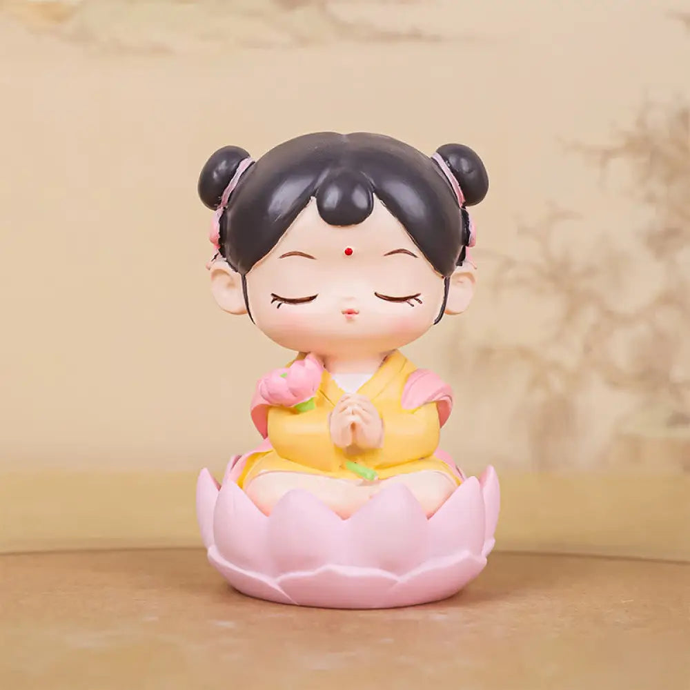BWOOOH resin Kwan Yin statue - Meditation Avalokitesvara Lotus Boy