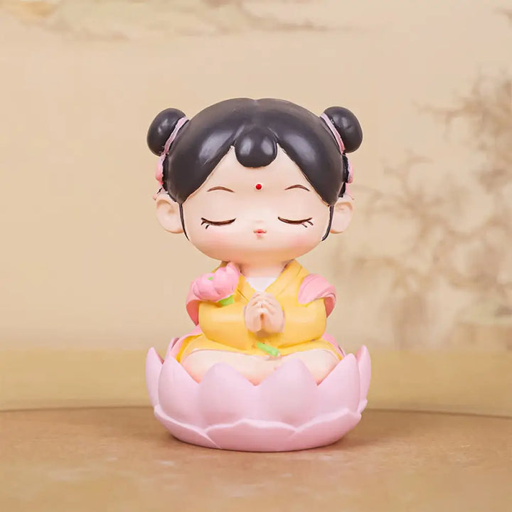 BWOOOH resin Kwan Yin statue - Meditation Avalokitesvara Lotus Boy