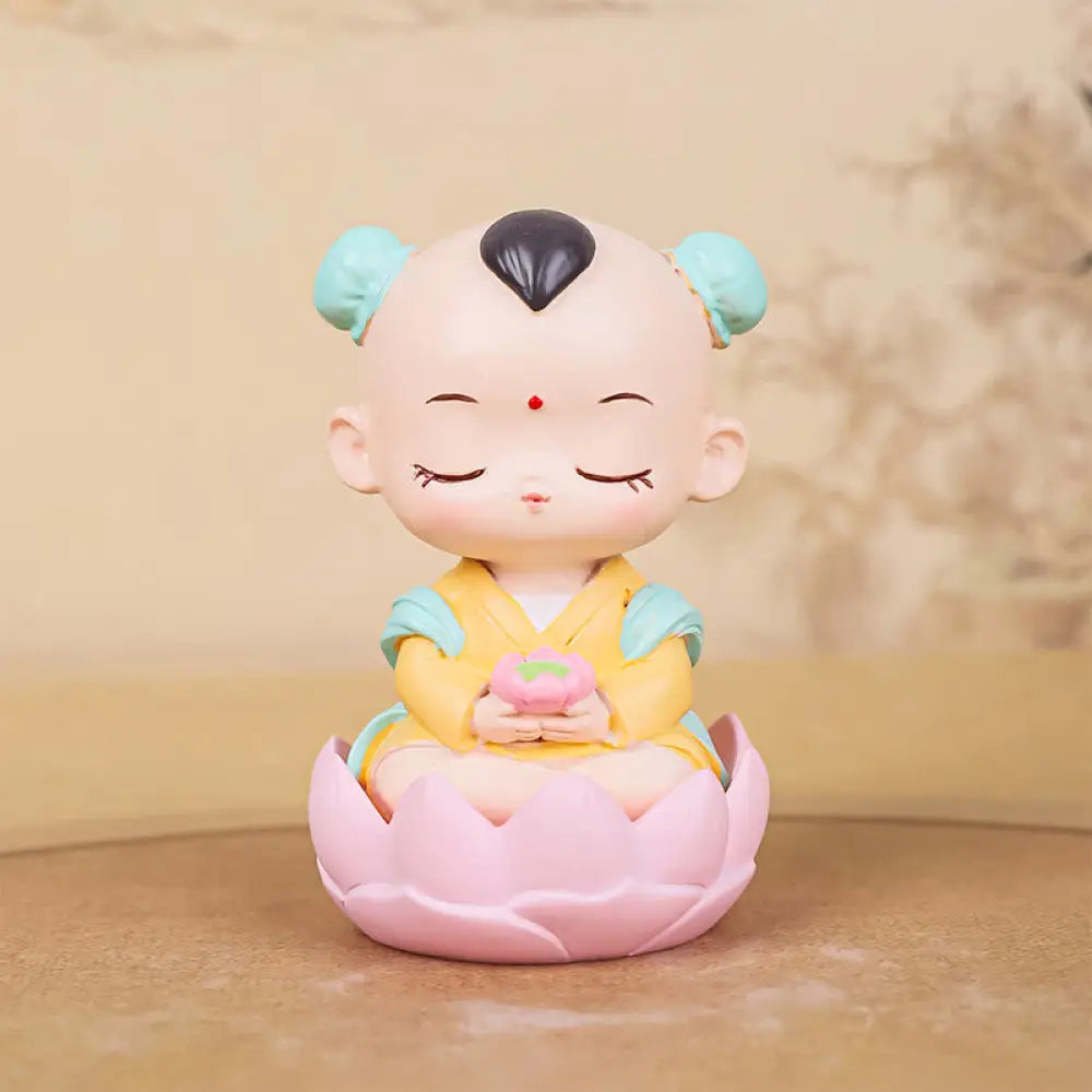 BWOOOH resin Kwan Yin statue - Meditation Avalokitesvara Lotus Boy