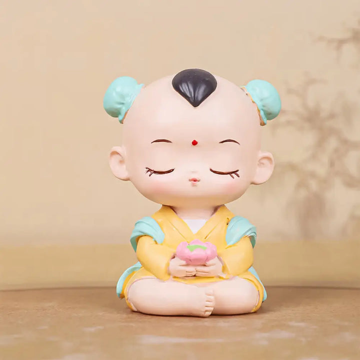 BWOOOH resin Kwan Yin statue - Meditation Avalokitesvara Lotus Boy