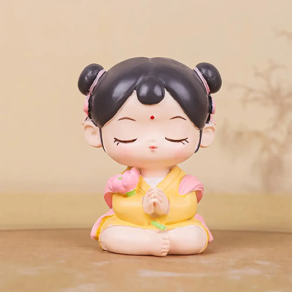 BWOOOH resin Kwan Yin statue - Meditation Avalokitesvara Lotus Boy