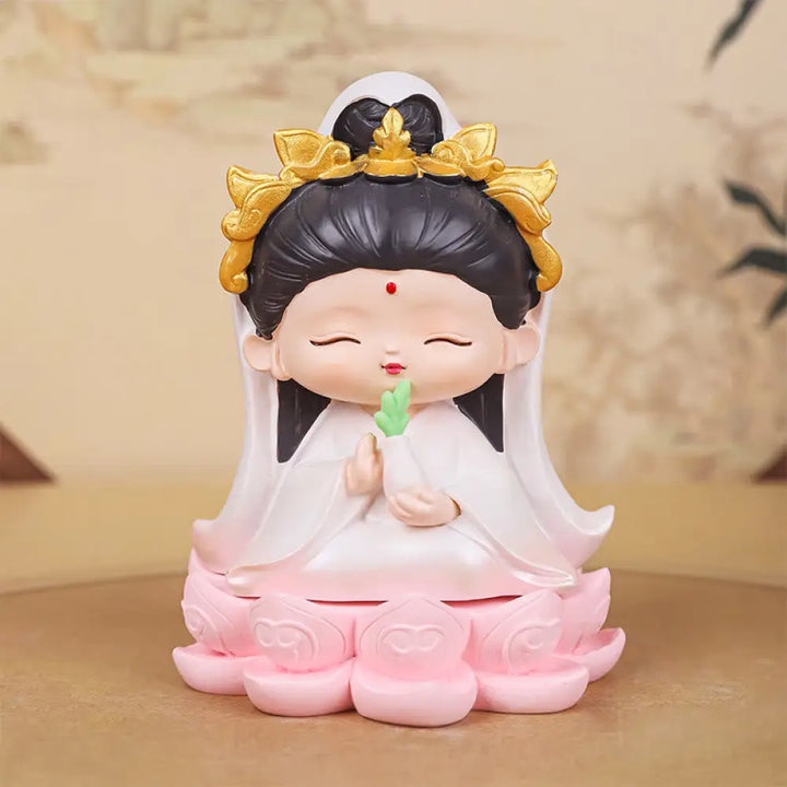 BWOOOH resin Kwan Yin statue - Meditation Avalokitesvara Lotus Boy
