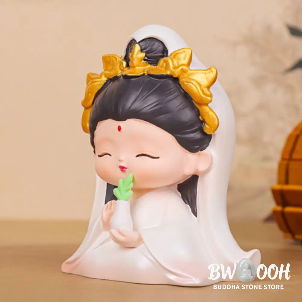 BWOOOH resin Kwan Yin statue - Meditation Avalokitesvara Lotus Boy