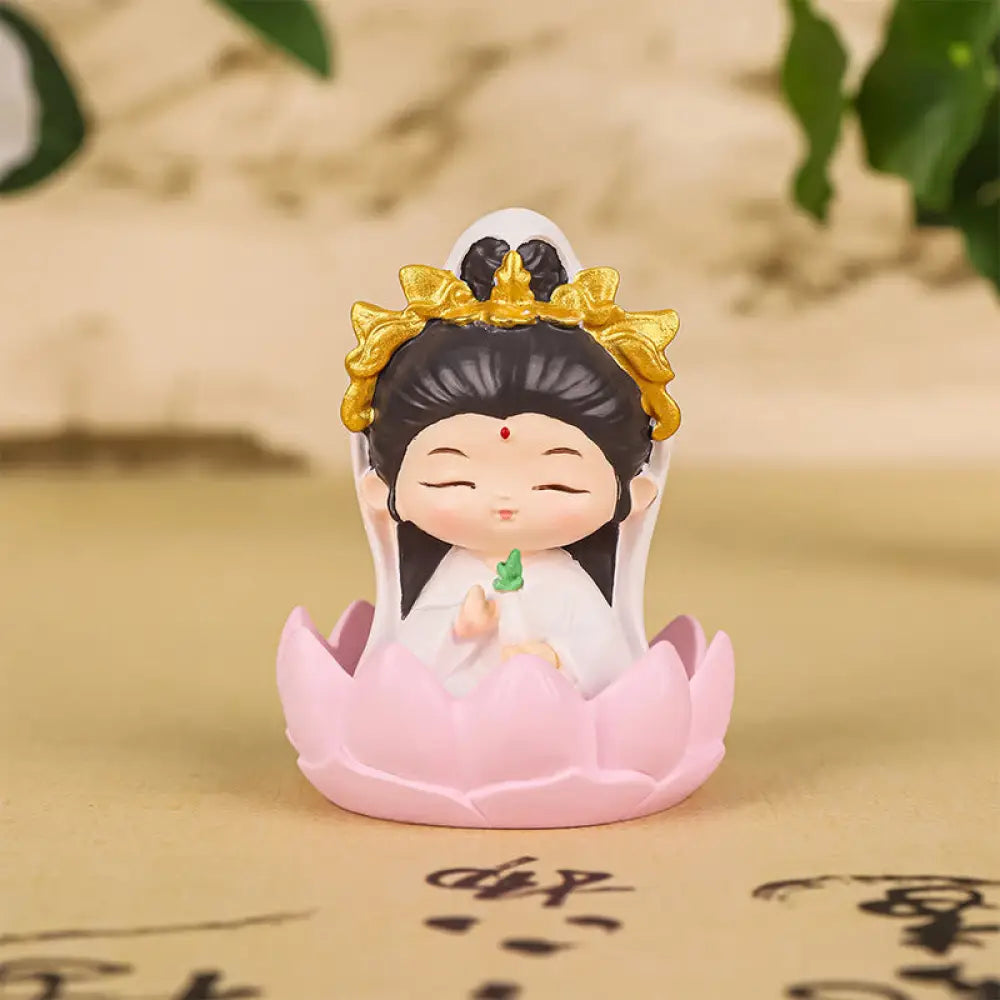 BWOOOH resin Kwan Yin statue - Meditation Avalokitesvara Lotus Boy