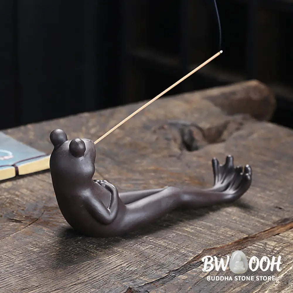 BWOOOH Meditation Frog Ceramic Spiritual Healing Incense Burner - Praying Frog - Incense Burner