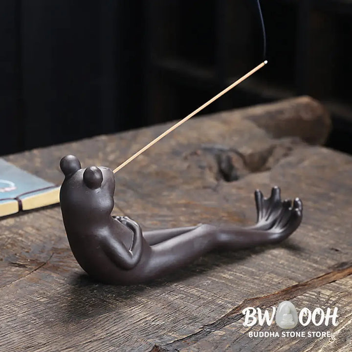 BWOOOH Meditation Frog Ceramic Spiritual Healing Incense Burner - Praying Frog - Incense Burner