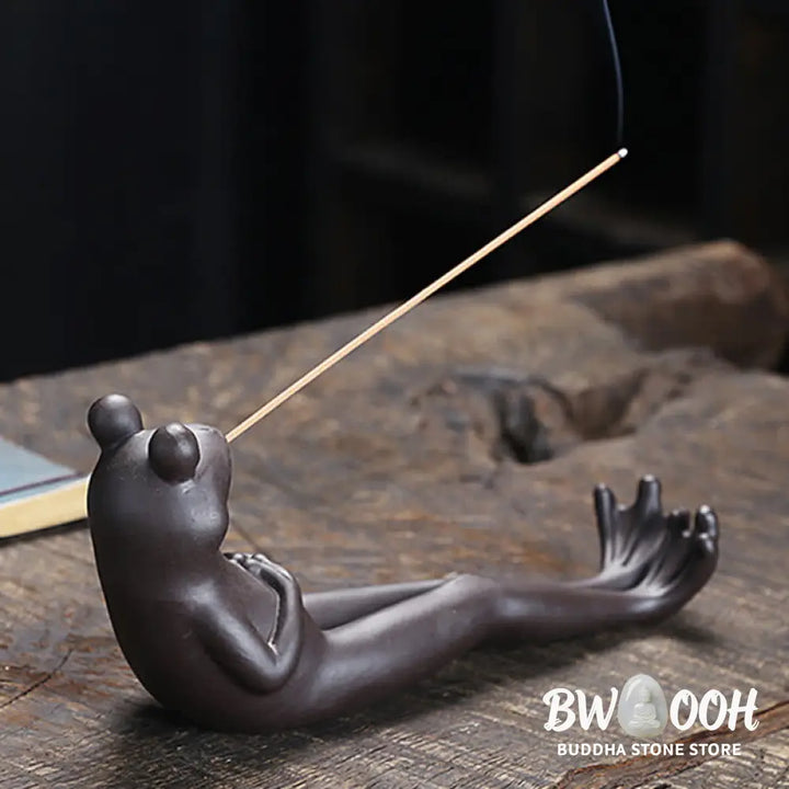 BWOOOH Meditation Frog Ceramic Spiritual Healing Incense Burner - Praying Frog - Incense Burner