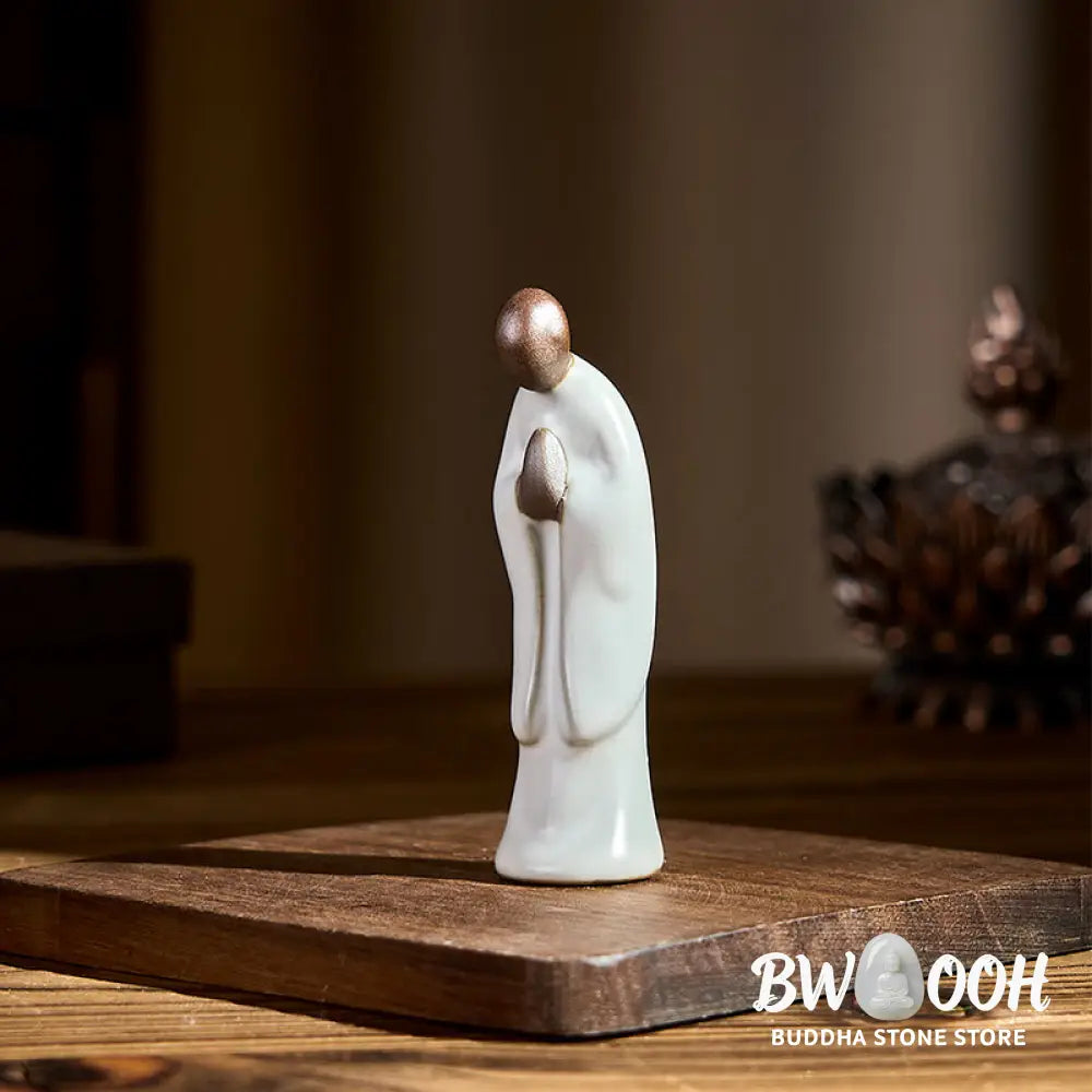 BWOOOH handcrafted Buddha statue - Meditation Monk Ceramic Statue Sere