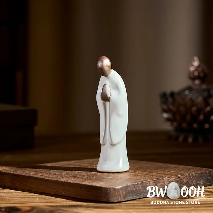 BWOOOH handcrafted Buddha statue - Meditation Monk Ceramic Statue Sere