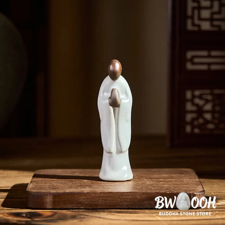 BWOOOH handcrafted Buddha statue - Meditation Monk Ceramic Statue Sere