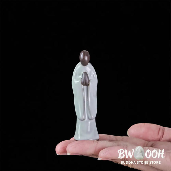 BWOOOH handcrafted Buddha statue - Meditation Monk Ceramic Statue Sere