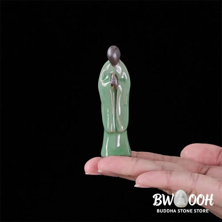 BWOOOH handcrafted Buddha statue - Meditation Monk Ceramic Statue Sere
